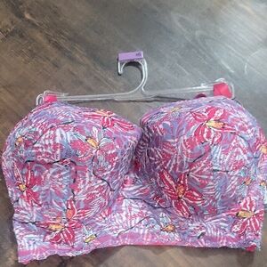 NWT Body Frosting 44D Floral Lace Women's Bra  - Pink and Purple